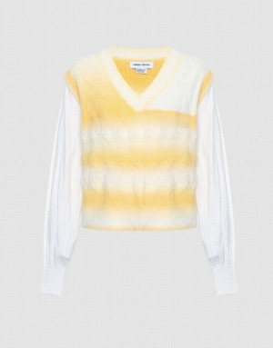 Urban Revivo 2 In 1 ストライプ Cable Knit Top カーディガン レディース カラー | 483917-XWM