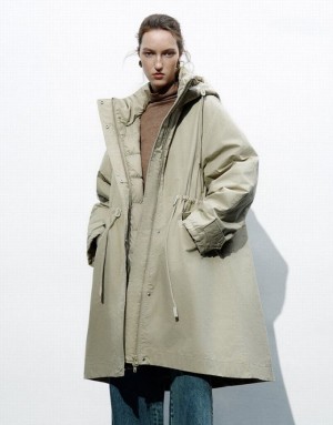 Urban Revivo A-Line Parka ダウンジャケット レディース カーキ | 709631-HVS