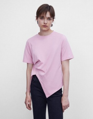 Urban Revivo Asymmetrical Tシャツ レディース ピンク | 415629-ULH