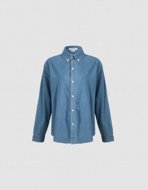 Urban Revivo Button Up Denim シャツ レディース 青 | 730496-OXF