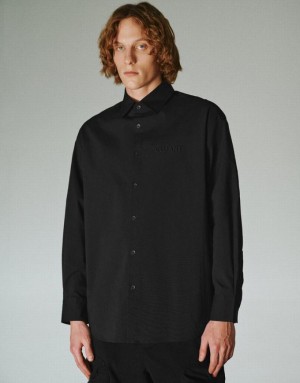 Urban Revivo Button Up Oversized シャツ メンズ 黒 | 408961-JKA