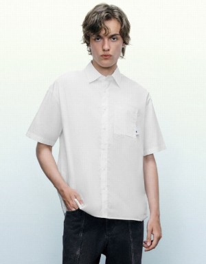 Urban Revivo Button Up Oversized シャツ メンズ 黒 | 765920-CKZ