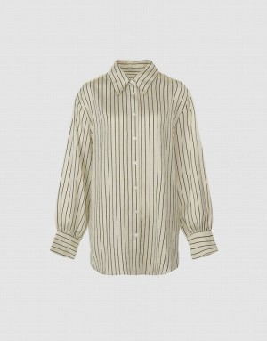 Urban Revivo Button Up シャツ レディース Stripes | 371028-TPG