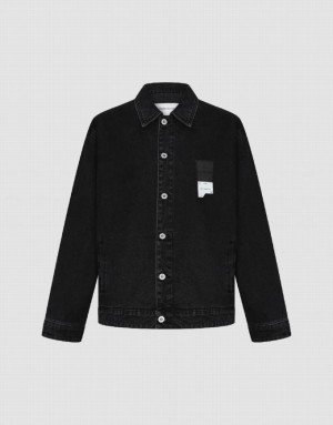 Urban Revivo Button Up デニムジャケット メンズ 黒 | 596184-GHB