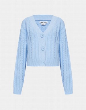 Urban Revivo Cable Knit Button Up カーディガン レディース 青 | 021389-DAO