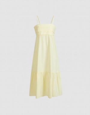 Urban Revivo Cami Ruffle Hem Midi ミディドレス レディース 黄色 | 165743-LWE