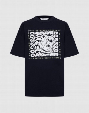 Urban Revivo Casper Oversized Tシャツ レディース 黒 | 503619-KIU