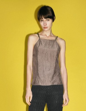 Urban Revivo Chain ストラップ Cami Top ブラウス レディース ブラウン | 906815-YBW