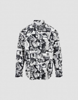 Urban Revivo Comic Printed Loose シャツ メンズ グレー | 601423-LRK