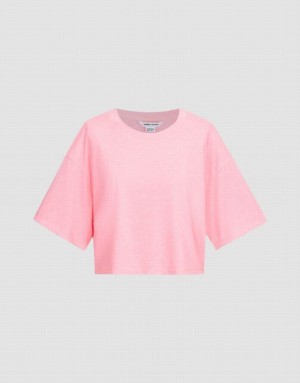 Urban Revivo Crew Neck Loose Tシャツ レディース ピンク | 276389-OCX