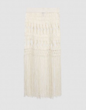 Urban Revivo Crochet Midi ニット スカート レディース 白 | 590781-BFQ