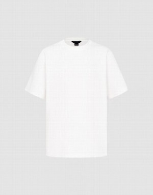 Urban Revivo Drop Shoulder Sleeve Crew Neck Tシャツ メンズ 白 | 291687-DNF