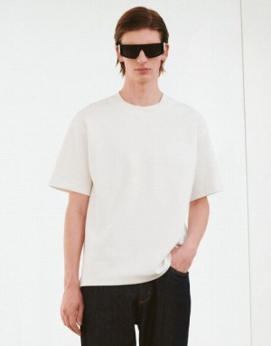 Urban Revivo Drop Shoulder Sleeve Crew Neck Tシャツ メンズ 白 | 947820-JUP