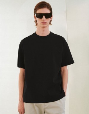 Urban Revivo Drop Shoulder Sleeve Crew Neck Tシャツ メンズ 黒 | 058673-FHQ