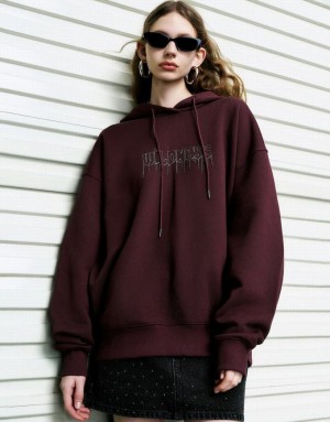 Urban Revivo Drop Shoulder Sleeve Oversized パーカー レディース ボルドー | 578196-XNF