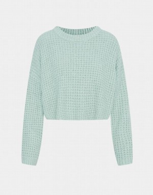 Urban Revivo Drop Shoulder Cropped セーター レディース Mint | 276983-YCZ