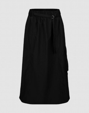 Urban Revivo Elastic Waist Midi A-Line スカート レディース 黒 | 715609-KAL