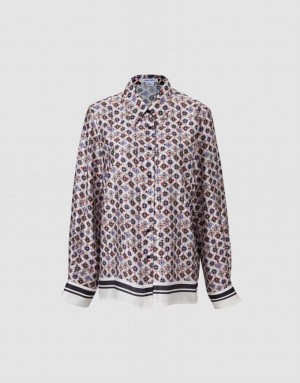 Urban Revivo Geometric Button Up シャツ レディース グレー | 460925-HKC