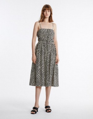 Urban Revivo Geometric Print Midi ミディドレス レディース グレー | 256830-YGZ