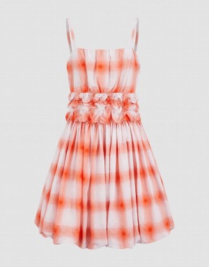 Urban Revivo Gingham A-Line Cami ワンピース レディース オレンジ | 592863-WHK