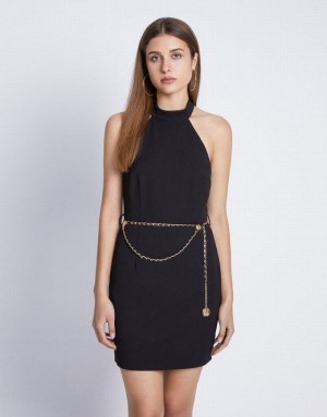 Urban Revivo Halter Bodycon Mini With Chain ミニドレス レディース 黒 | 789032-GNQ