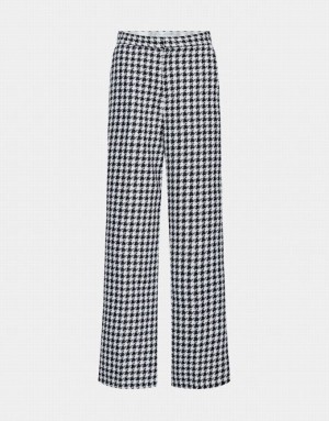 Urban Revivo Houndstooth Pattern ワイド Leg パンツ レディース 白 | 467208-VFX