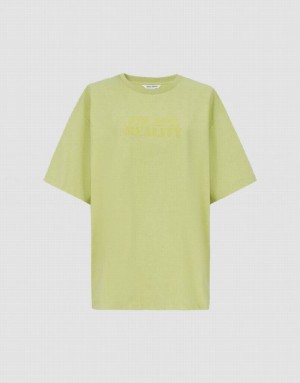 Urban Revivo Letter Printed Crew Neck Loose Tシャツ レディース 緑 | 526834-NAB