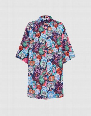 Urban Revivo Minions Allover Print Button Up シャツ レディース グレー | 357469-OWT