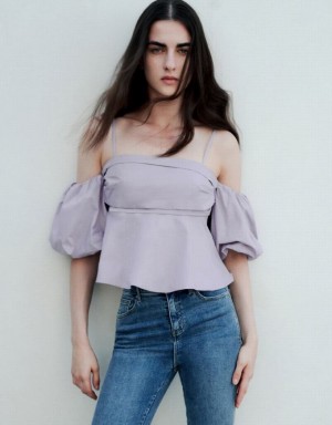 Urban Revivo Off-Shoulder タンクトップ レディース 紫 | 489236-NSC