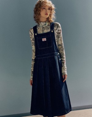 Urban Revivo Pinafore デニムワンピース レディース 青 | 629731-SZB