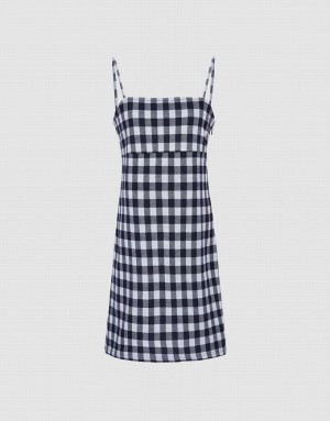 Urban Revivo Plaid Cami ニットワンピース レディース 青 | 486537-GLR