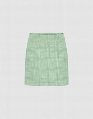 Urban Revivo Plaid Pattern Mini スカート レディース Mint | 439570-KZX