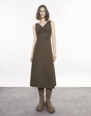 Urban Revivo Plain Midi ミディドレス レディース 緑 | 246519-RHA