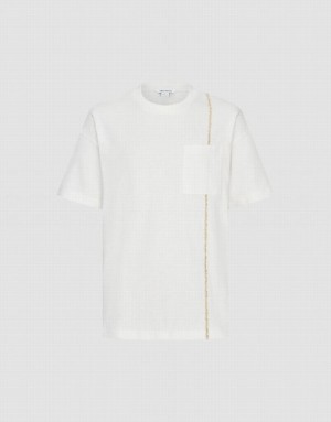 Urban Revivo Pocket Patched Crew Neck Tシャツ メンズ 白 | 082164-DOS