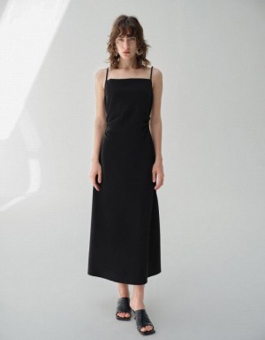 Urban Revivo Ruched A-Line ワンピース レディース 黒 | 273951-ROE