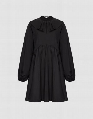 Urban Revivo Ruffle Collar A-Line ワンピース レディース 黒 | 658234-UPM