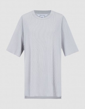 Urban Revivo Slit Hem Textured Tシャツ レディース ライトグレー | 765841-VFC