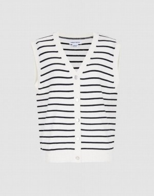 Urban Revivo ストライプ Button Front タンクトップ レディース Stripes | 452769-MHE