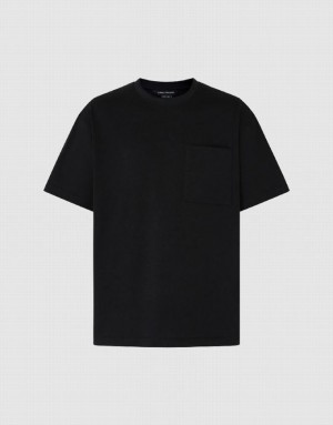 Urban Revivo 真っ直ぐ Crew Neck Tシャツ メンズ 黒 | 397182-LFN