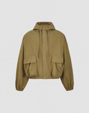 Urban Revivo フード付き Oversized ジャケット メンズ カーキ | 174290-HSY