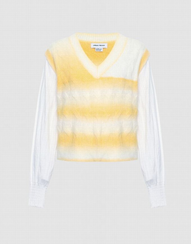 Urban Revivo 2 In 1 ストライプ Cable Knit Top カーディガン レディース カラー | 483917-XWM