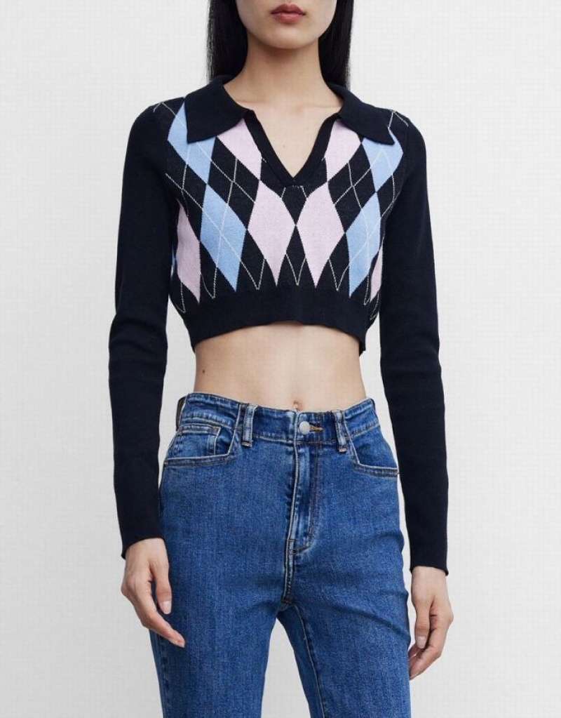 Urban Revivo Argyle Crop セーター レディース カラー | 015493-XDL