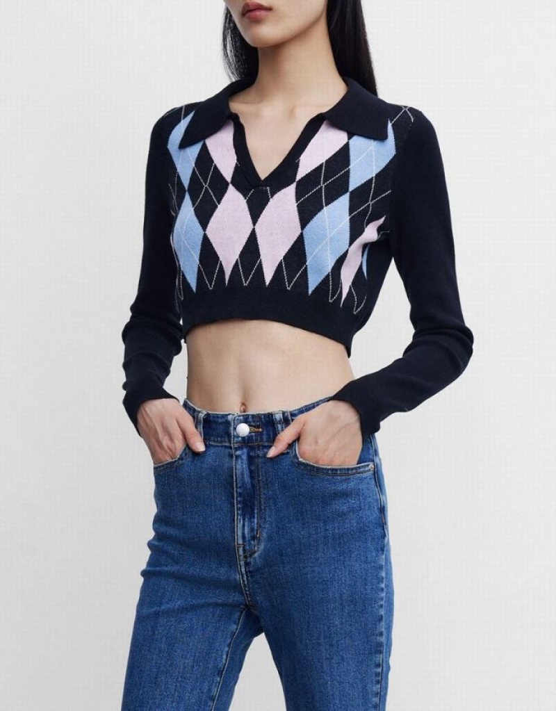 Urban Revivo Argyle Crop セーター レディース カラー | 015493-XDL