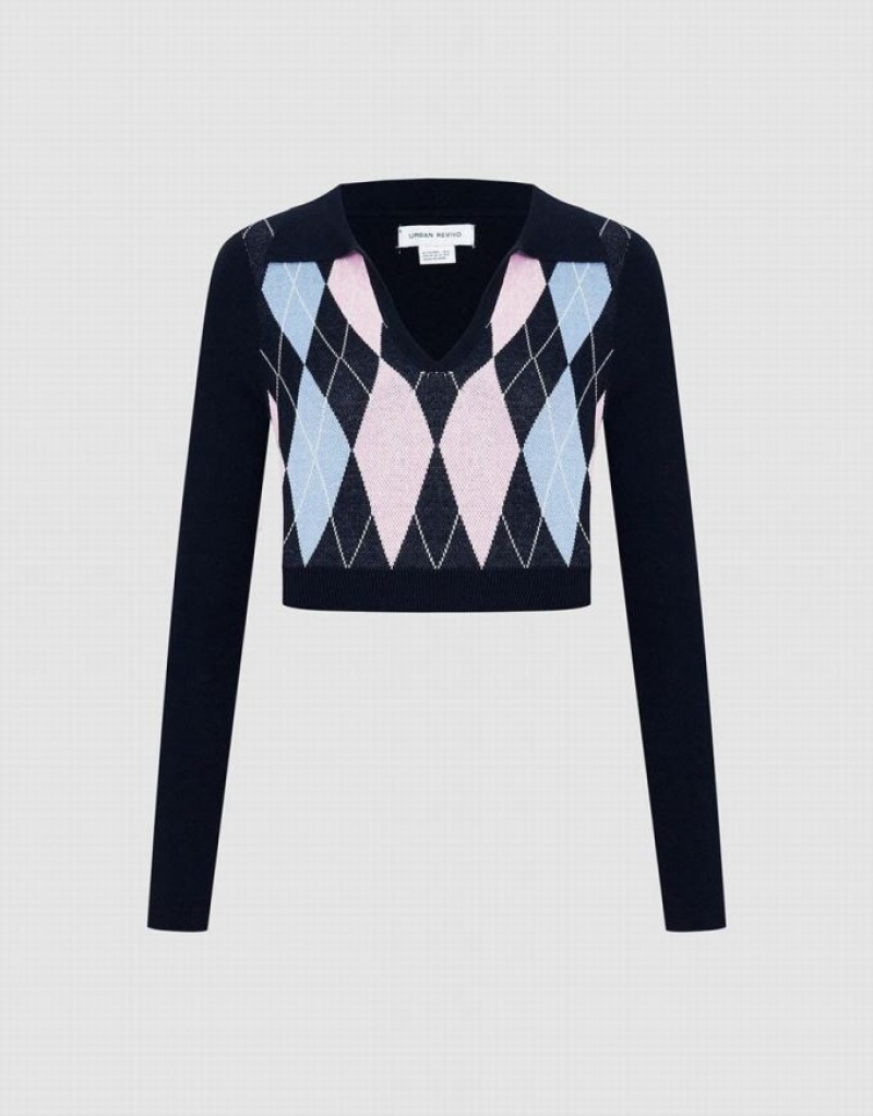 Urban Revivo Argyle Crop セーター レディース カラー | 015493-XDL