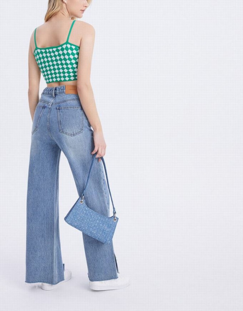 Urban Revivo Argyle ニット Crop タンクトップ レディース 緑 | 120457-EJL