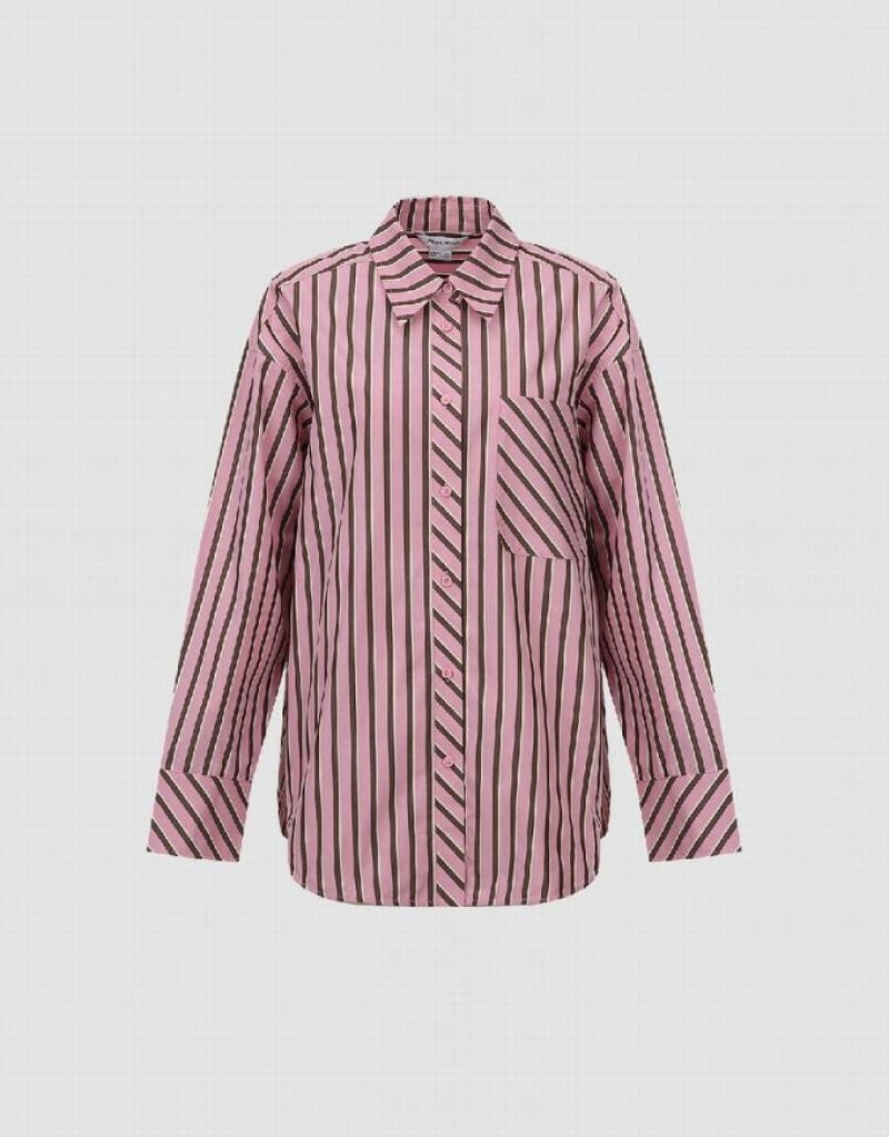 Urban Revivo Button Up シャツ レディース Stripes | 198435-NLK