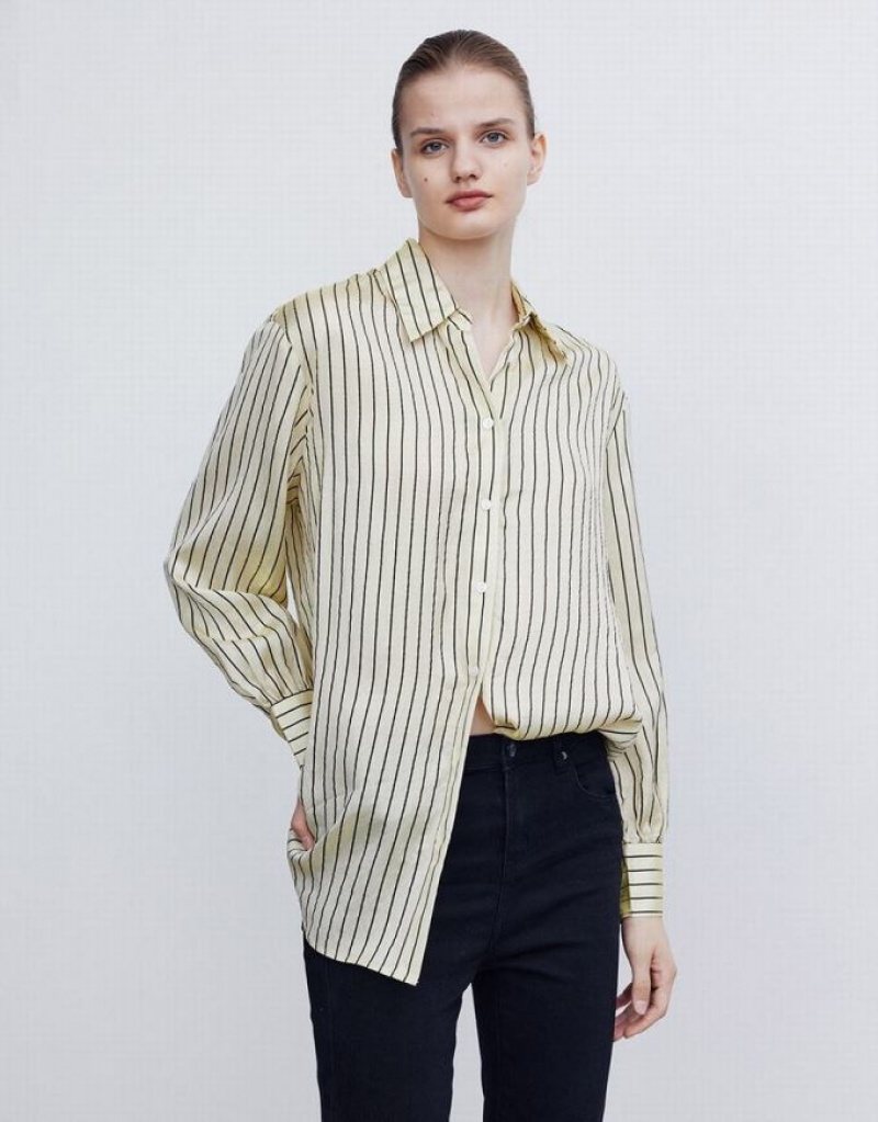 Urban Revivo Button Up シャツ レディース Stripes | 371028-TPG