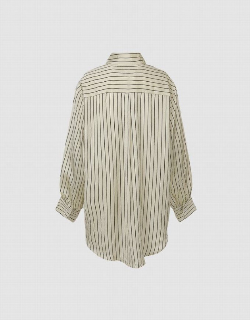 Urban Revivo Button Up シャツ レディース Stripes | 371028-TPG