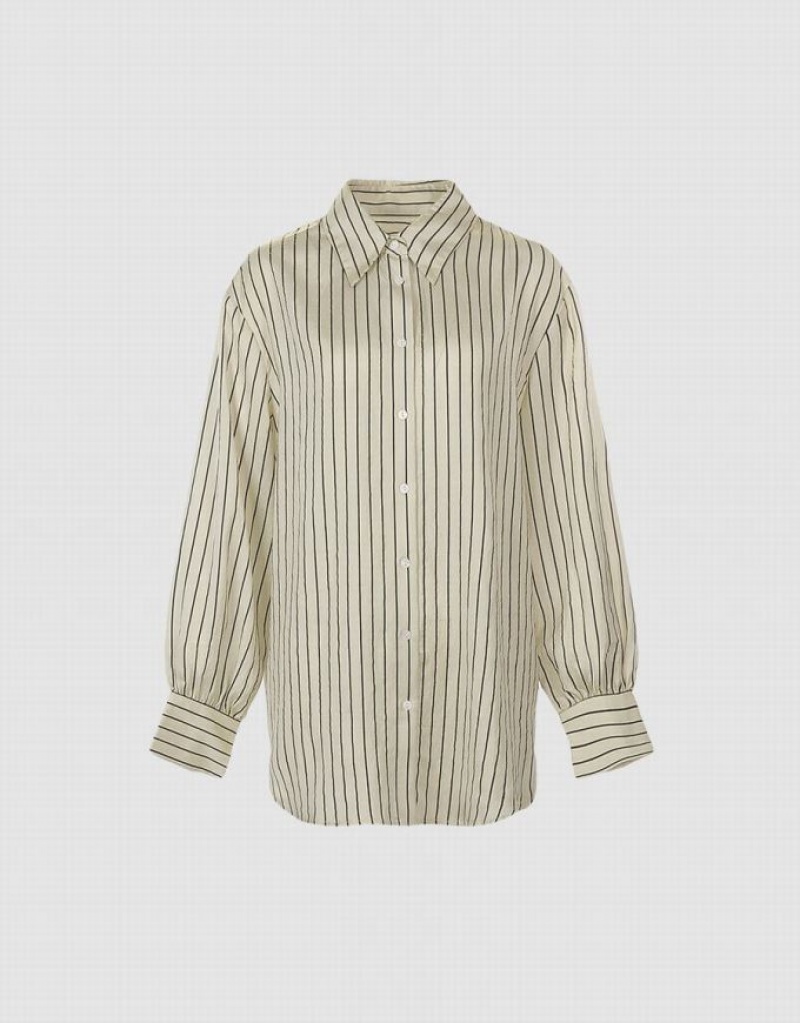 Urban Revivo Button Up シャツ レディース Stripes | 371028-TPG