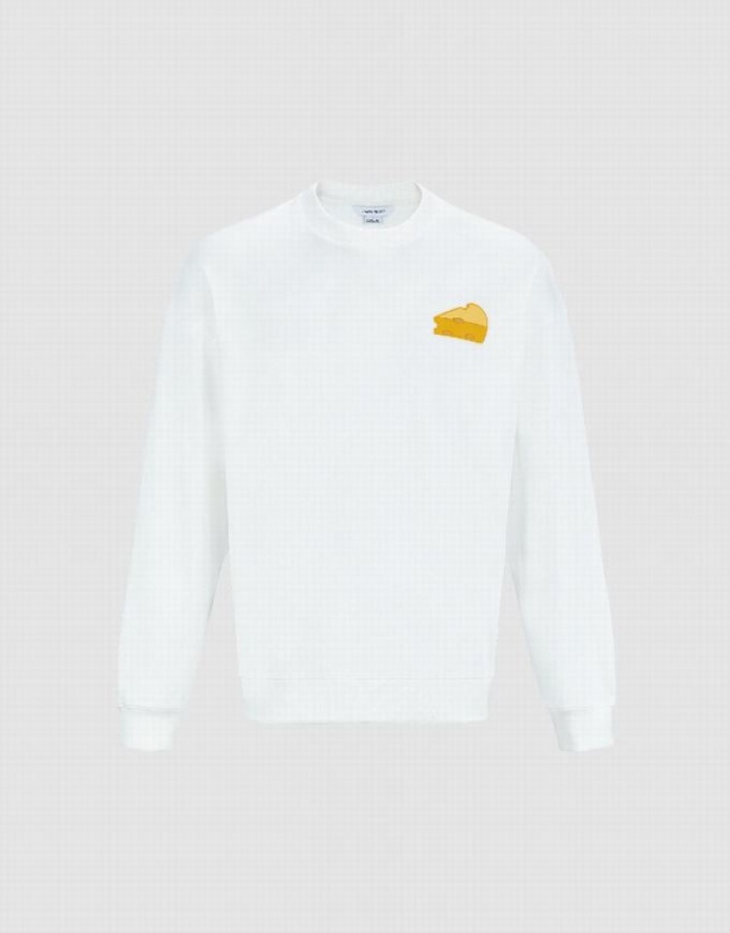 Urban Revivo Cheese Printed スウェットシャツ メンズ 白 | 014758-RDL